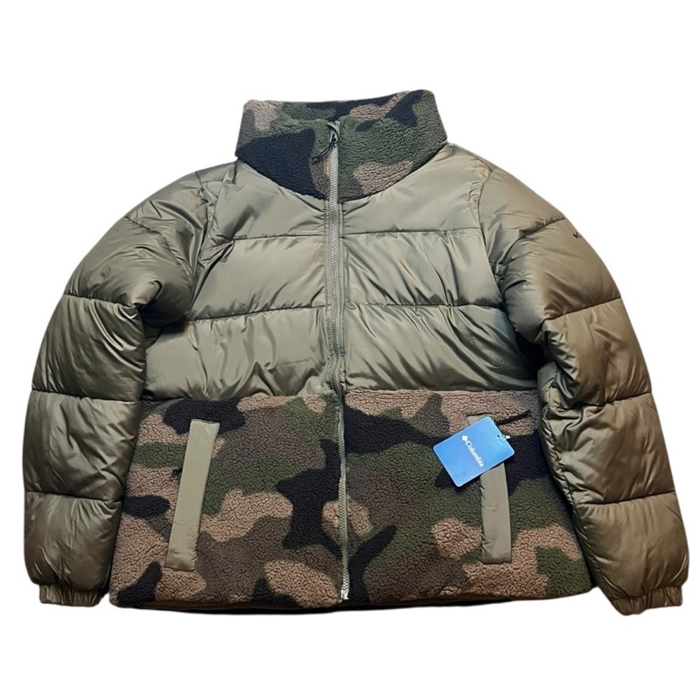 Columbia Womens XL Hugo Point Sherpa Hybrid Camo Green Jacket Coat NWT